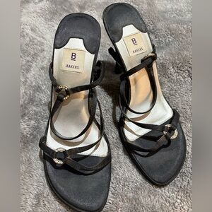 Bakers Elegant Black Strappy Heels